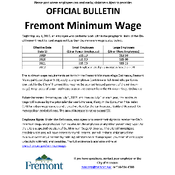 City of Fremont Minimum Wage Bulletin