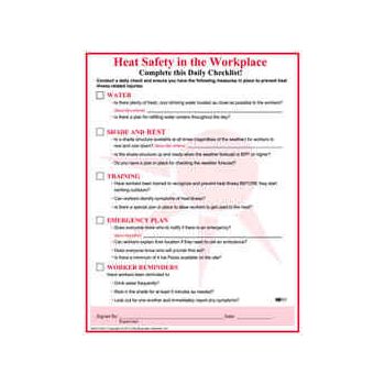 Heat Stress Checklist (25 page pad)