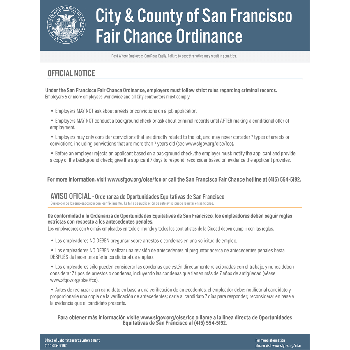 County of San Francisco Fair Chance Ordinance Notice