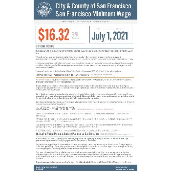County of San Francisco Minimum Wage Ordinance Official Poster