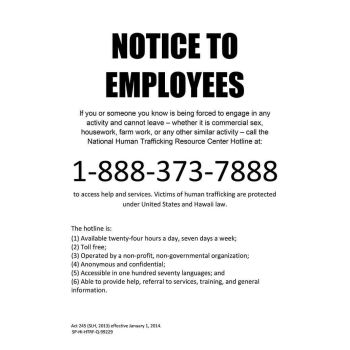 Hawaii Human Trafficking Poster