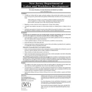 New Jersey Overtime Restrictions for Healthcare Facilities Poster