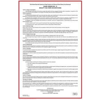 New Jersey Wage Order #12 Poster