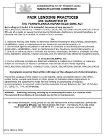 Pennsylvania Fair Lending Poster